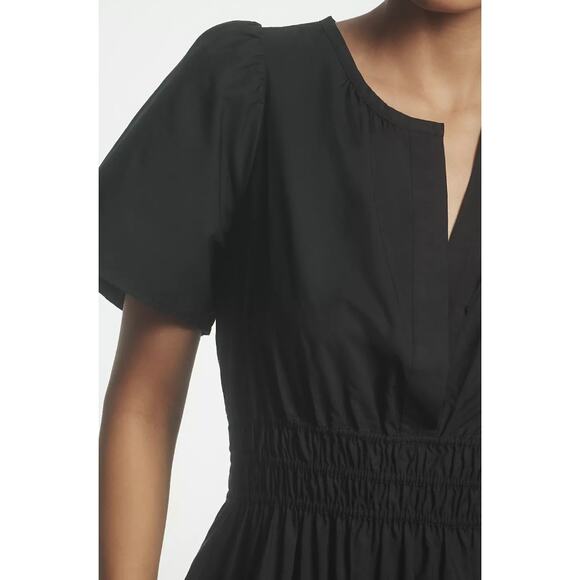 Anthropologie Maeve Poplin Cotton Somerset Maxi Dress Black Size Large - Picture 2 of 11